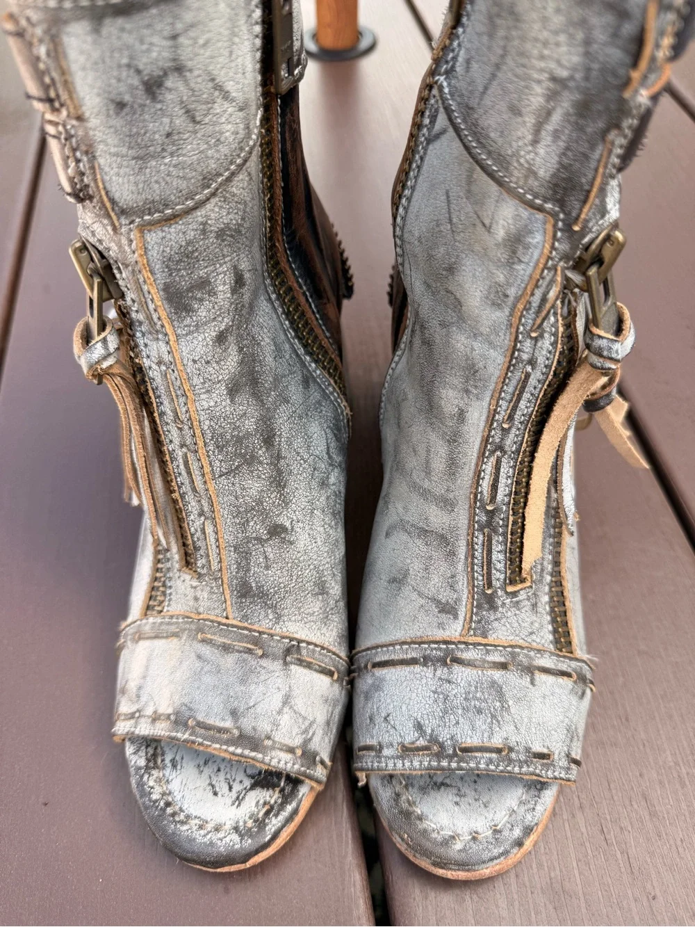 Freebird by Steven Silver Metallic Leather Ankle Booties “Zombie”